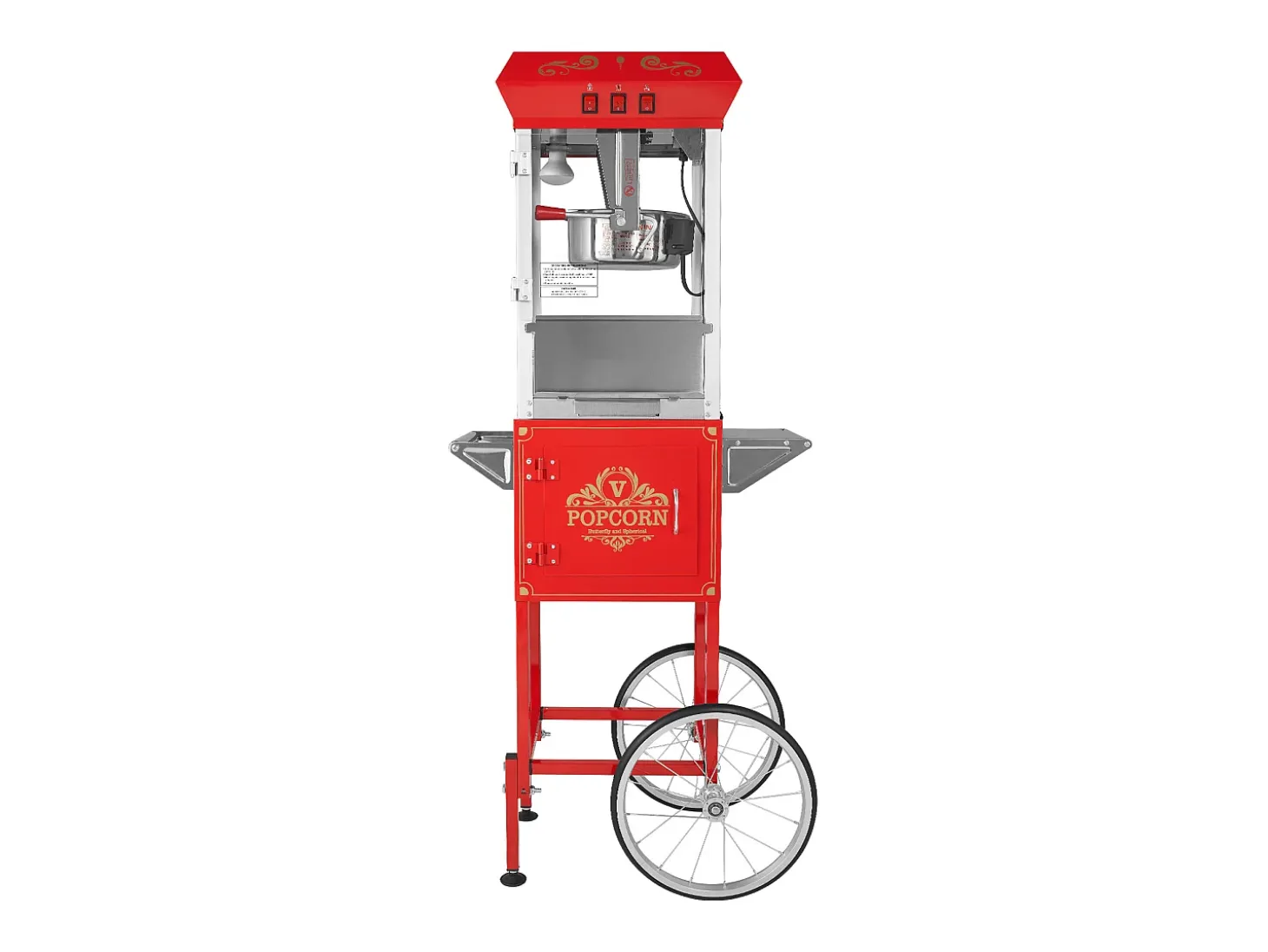 Máquina de Palomitas SucceBuy, Máquina de Palomitas con Carrito, 850 W, 8 oz, 48 Tazas, Rojo, 610 x 410 x 1395 mm