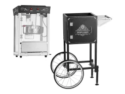 Máquina de Palomitas SucceBuy con Carrito, Palomera 800 W, Gran Cuenco de Acero Inoxidable 0,2 kg, 48 Tazas por Lote, con Control de 2 Botones, Pared de Vidrio