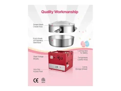 Máquina Eléctrica para Hacer Algodón de Azúcar SucceBuy Máquina Comercial con Recipiente de Acero Inoxidable de 52 cm Cuchara para Azúcar y Cajón, Roja, 1000 W