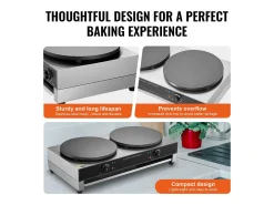 Máquina para Hacer Gofres SucceBuy Crepera Eléctrica de 40,6 cm y 3400 W, Doble Cabezal, para Gofres Comerciales