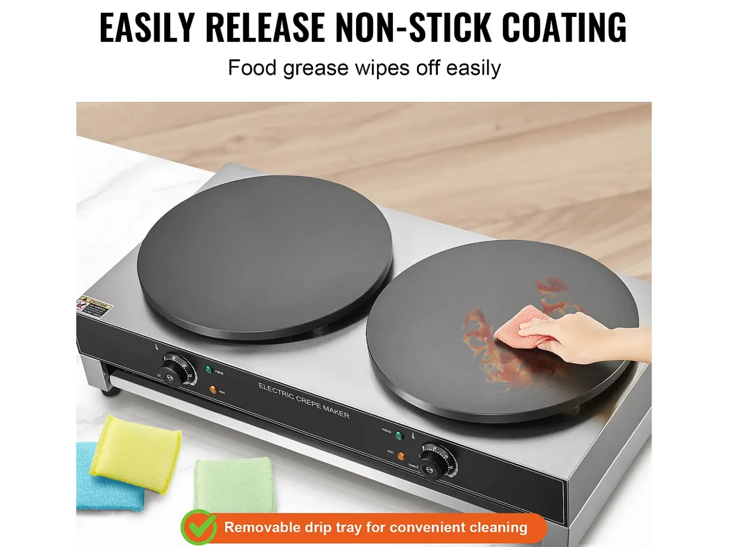 Máquina para Hacer Gofres SucceBuy Crepera Eléctrica de 40,6 cm y 3400 W, Doble Cabezal, para Gofres Comerciales