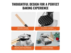 Máquina para Hacer Gofres SucceBuy Máquina para Hacer Waffles de 1400 W, Antiadherente, para Hacer Panqueques con Huevo