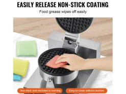 Máquina para Hacer Gofres SucceBuy Máquina para Hacer Wafles Redonda Antiadherente Comercial de 1230 W