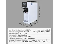Máquina para Hacer Helado Suave SucceBuy de 10 l/h para Encimera