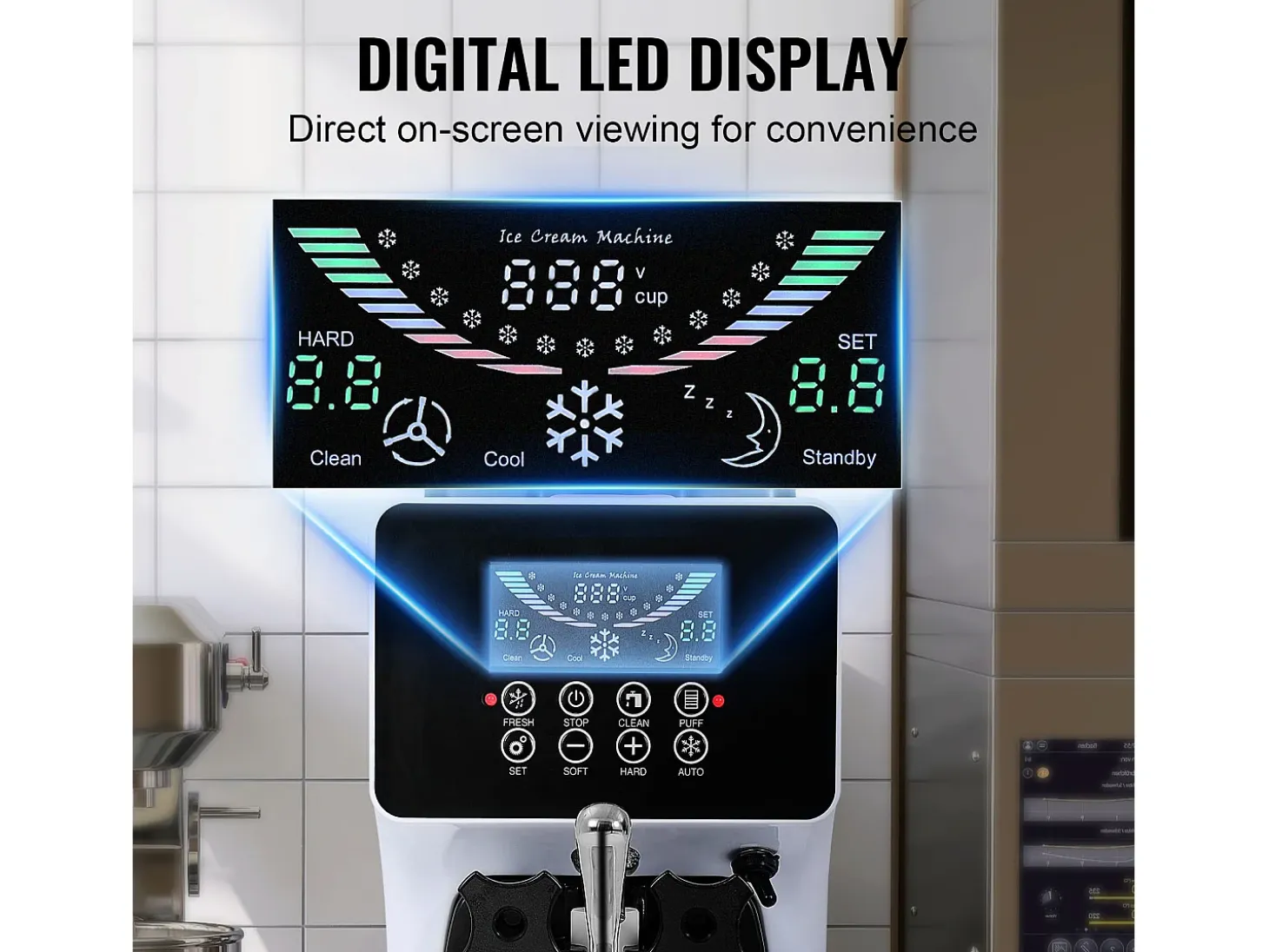 Máquina para Hacer Helado Suave SucceBuy de 10 l/h para Encimera