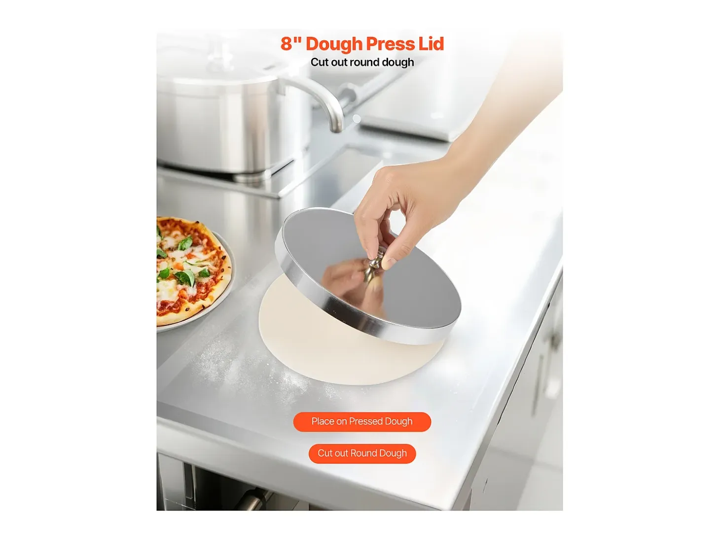 Máquina para Hacer Pizzas SucceBuy, 7,6-40,6 cm, Prensa de Masa Eléctrica Comercial de 390 W, 260 Hojas por Hora, Grosor Ajustable con Tapa