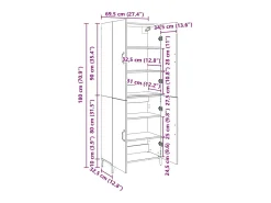 Mueble alto 2 piezas roble artesanal 69,5x34x180 cm