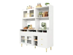 Mueble alto de restaurante (145x39x171cm), blanco/dorado