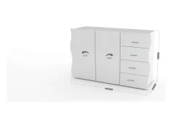 Mueble aparador cajonera diseño 2 puertas 4 cajones blanco brillante Onda Kommode