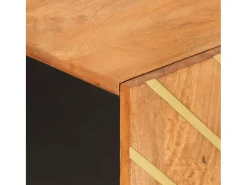 Mueble aparador madera maciza mango marrón/negro 90x33,5x75 cm