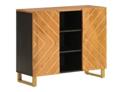 Mueble aparador madera maciza mango marrón/negro 90x33,5x75 cm