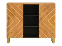 Mueble aparador madera maciza mango marrón/negro 90x33,5x75 cm