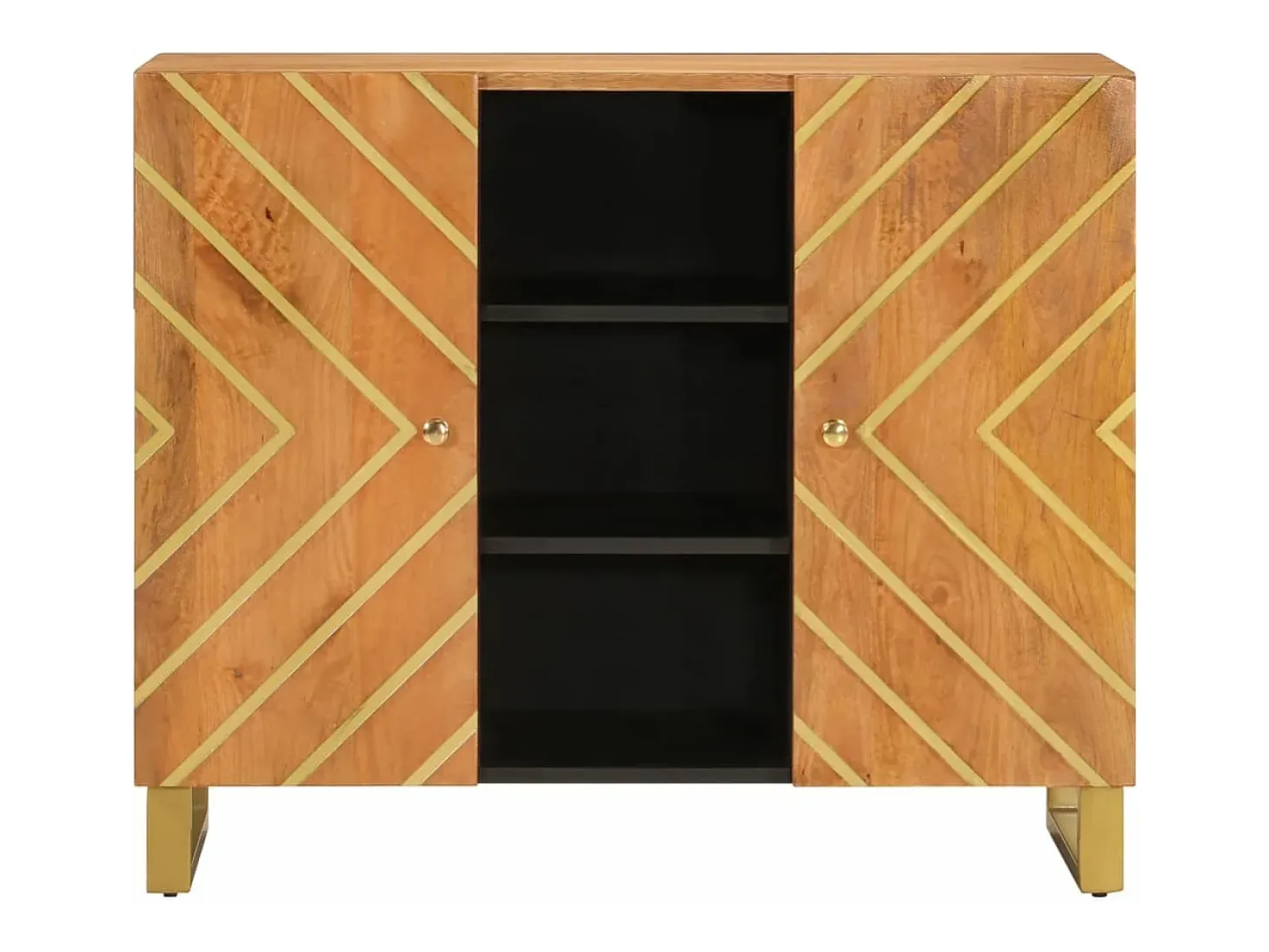 Mueble aparador madera maciza mango marrón/negro 90x33,5x75 cm