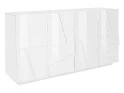 Mueble Aparador para salón 4 puertas y 2 estantes blancos modernos Ping Side L