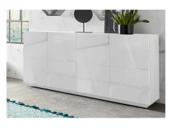 Mueble Aparador para salón 4 puertas y 2 estantes blancos modernos Ping Side L