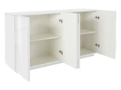Mueble Aparador para salón 4 puertas y 2 estantes blancos modernos Ping Side L