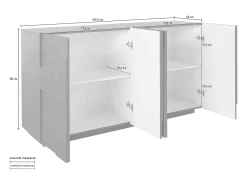 Mueble Aparador para salón de 4 puertas y 2 estantes moderno Ping Side L Ardesia