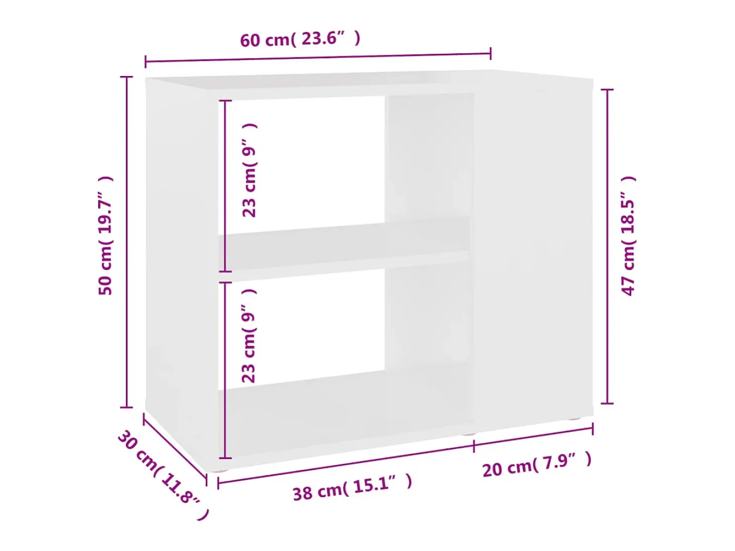 Mueble auxiliar blanco 60x30x50 cm Aglomerado