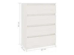 Mueble auxiliar blanco 60x36x84 cm Madera maciza de pino