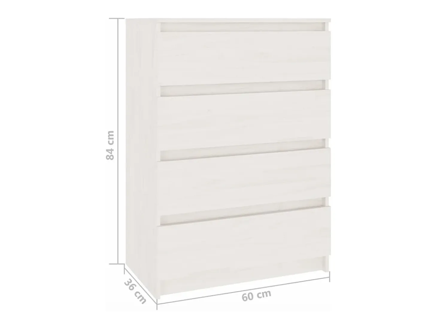 Mueble auxiliar blanco 60x36x84 cm Madera maciza de pino