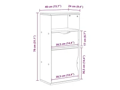 Mueble auxiliar con cajón ODDA 40x24x79 cm madera maciza de pino