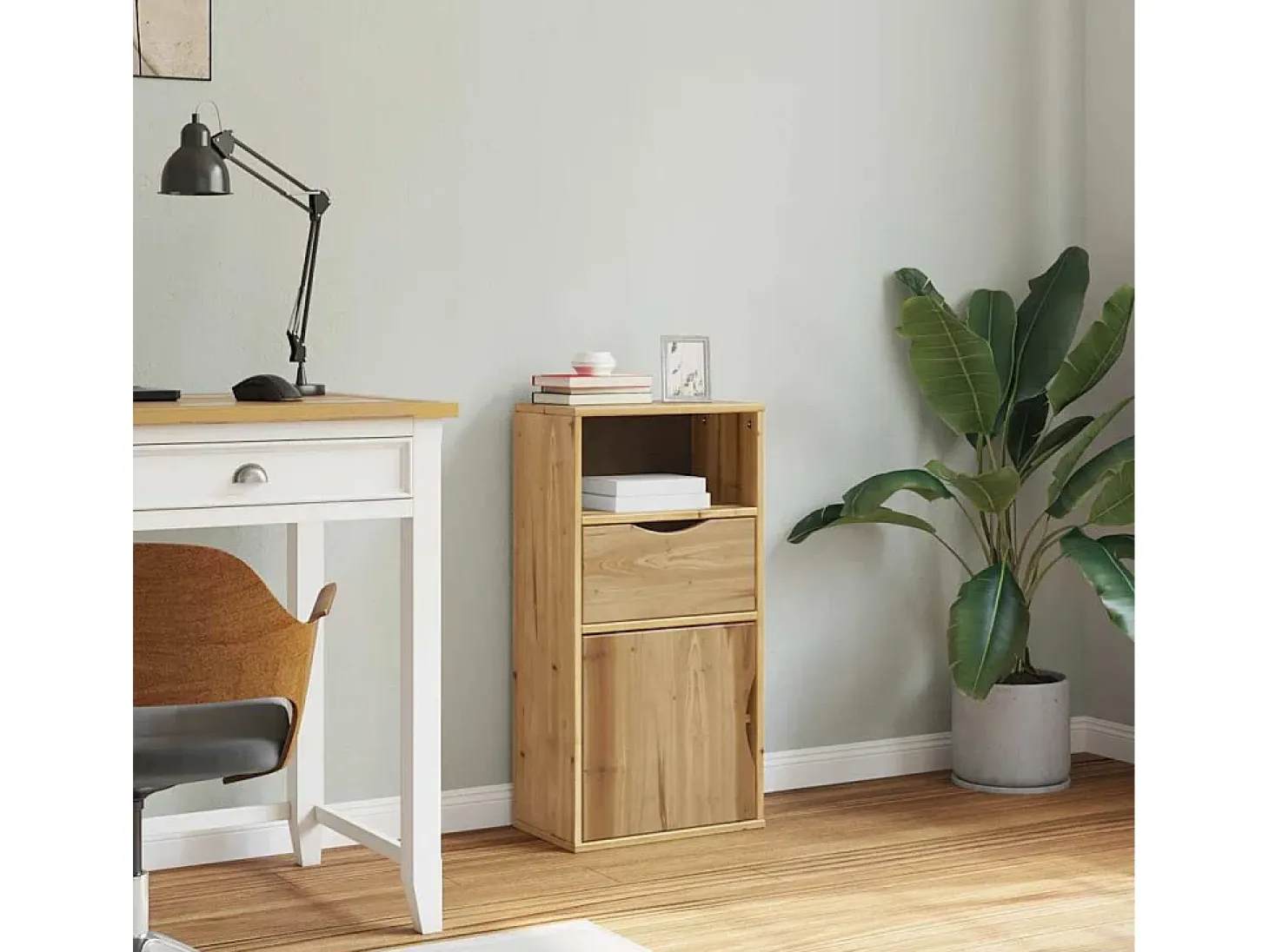 Mueble auxiliar con cajón ODDA 40x24x79 cm madera maciza de pino