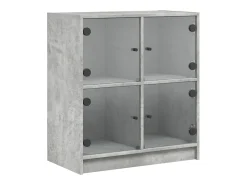 Mueble auxiliar con puertas de cristal gris hormigón 68x37x75,5 cm