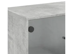 Mueble auxiliar con puertas de cristal gris hormigón 68x37x75,5 cm