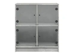 Mueble auxiliar con puertas de cristal gris hormigón 68x37x75,5 cm