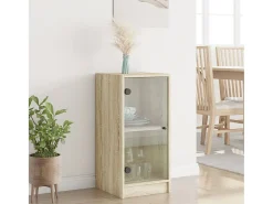 Mueble auxiliar con puertas de cristal roble Sonoma 35x37x75,5cm