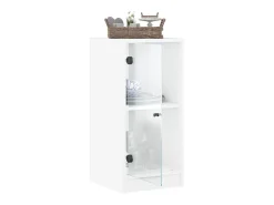 Mueble auxiliar con puertas de cristal blanco 35x37x75,5 cm