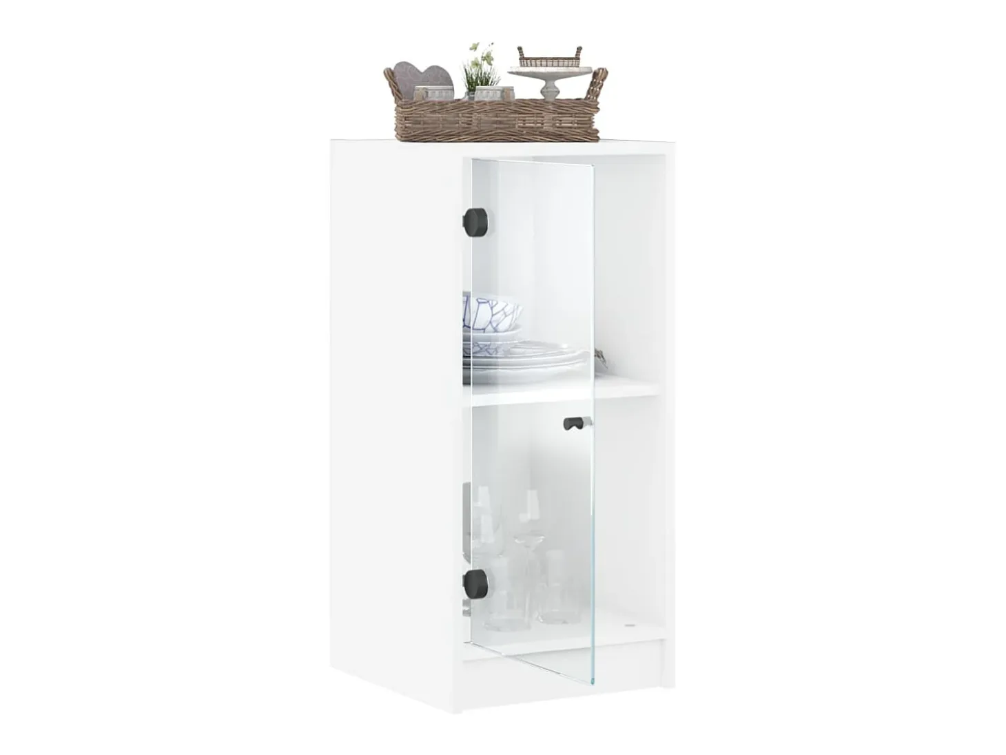 Mueble auxiliar con puertas de cristal blanco 35x37x75,5 cm