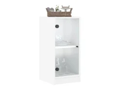 Mueble auxiliar con puertas de cristal blanco 35x37x75,5 cm