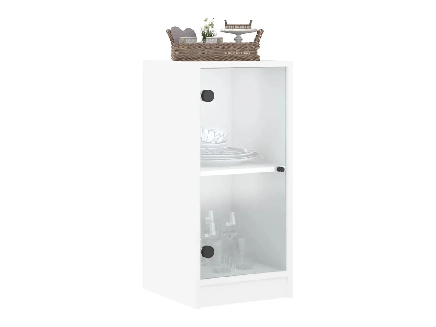 Mueble auxiliar con puertas de cristal blanco 35x37x75,5 cm