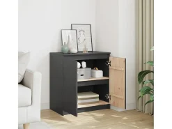 Mueble auxiliar gris 60x36x65 cm madera maciza de pino