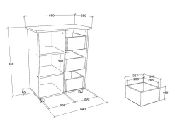 Mueble auxiliar Loma, 3 cajones, 3 estantes, Blanco, 64 x 35 x 85 cm