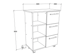 Mueble auxiliar Loma, 3 cajones, 3 estantes, Blanco, 64 x 35 x 85 cm