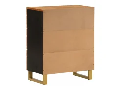 Mueble auxiliar madera maciza mango marrón/negro 60x33,5x75 cm