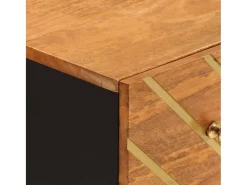 Mueble auxiliar madera maciza mango marrón/negro 60x33,5x75 cm