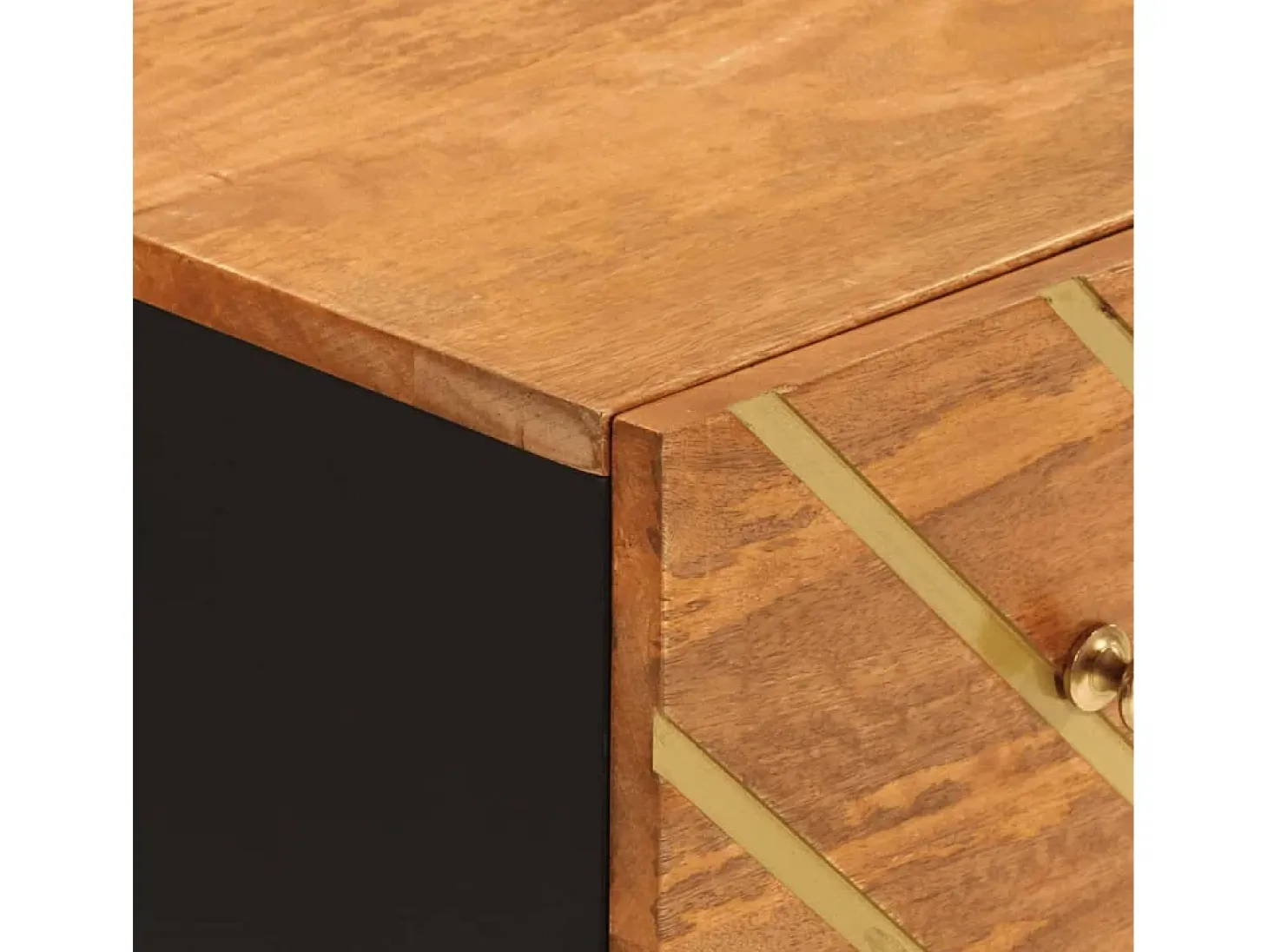 Mueble auxiliar madera maciza mango marrón/negro 60x33,5x75 cm