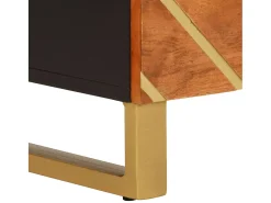 Mueble auxiliar madera maciza mango marrón/negro 60x33,5x75 cm