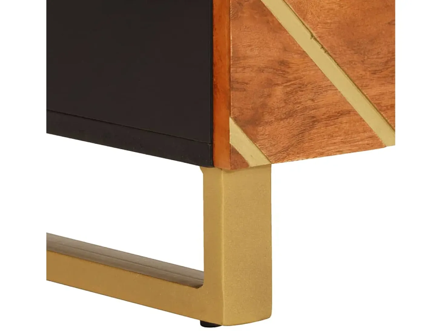 Mueble auxiliar madera maciza mango marrón/negro 60x33,5x75 cm