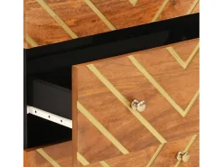 Mueble auxiliar madera maciza mango marrón/negro 60x33,5x75 cm