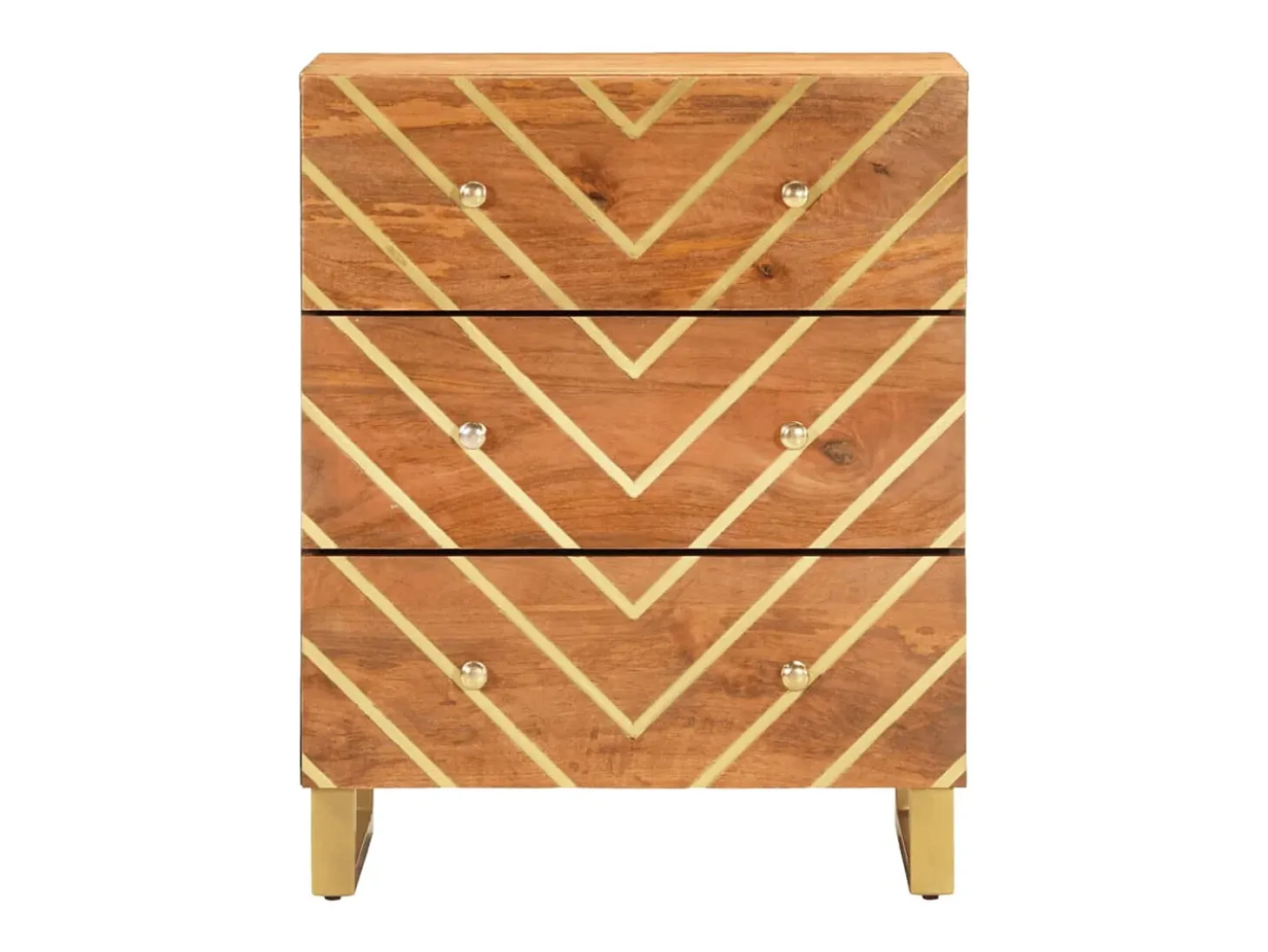 Mueble auxiliar madera maciza mango marrón/negro 60x33,5x75 cm