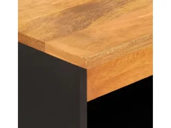 Mueble auxiliar madera maciza mango marrón/negro 60x33,5x75 cm