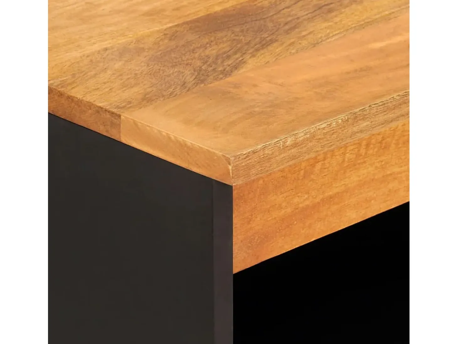 Mueble auxiliar madera maciza mango marrón/negro 60x33,5x75 cm