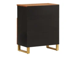 Mueble auxiliar madera maciza mango marrón/negro 60x33,5x75 cm