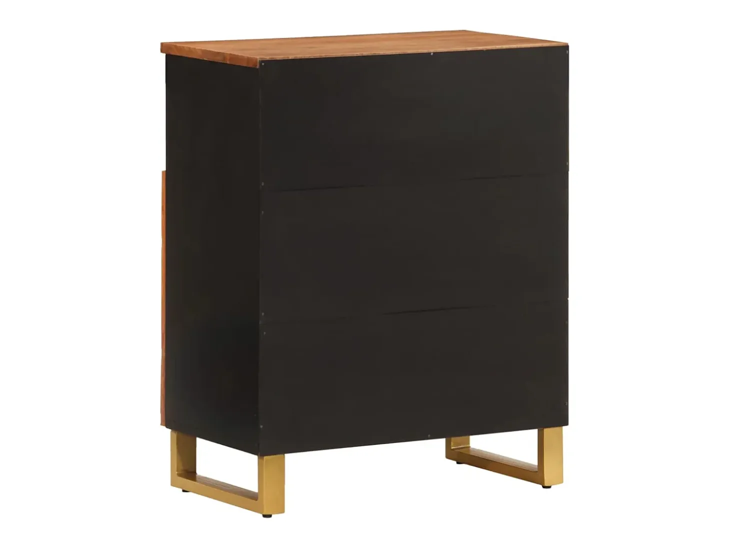 Mueble auxiliar madera maciza mango marrón/negro 60x33,5x75 cm