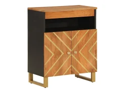 Mueble auxiliar madera maciza mango marrón/negro 60x33,5x75 cm