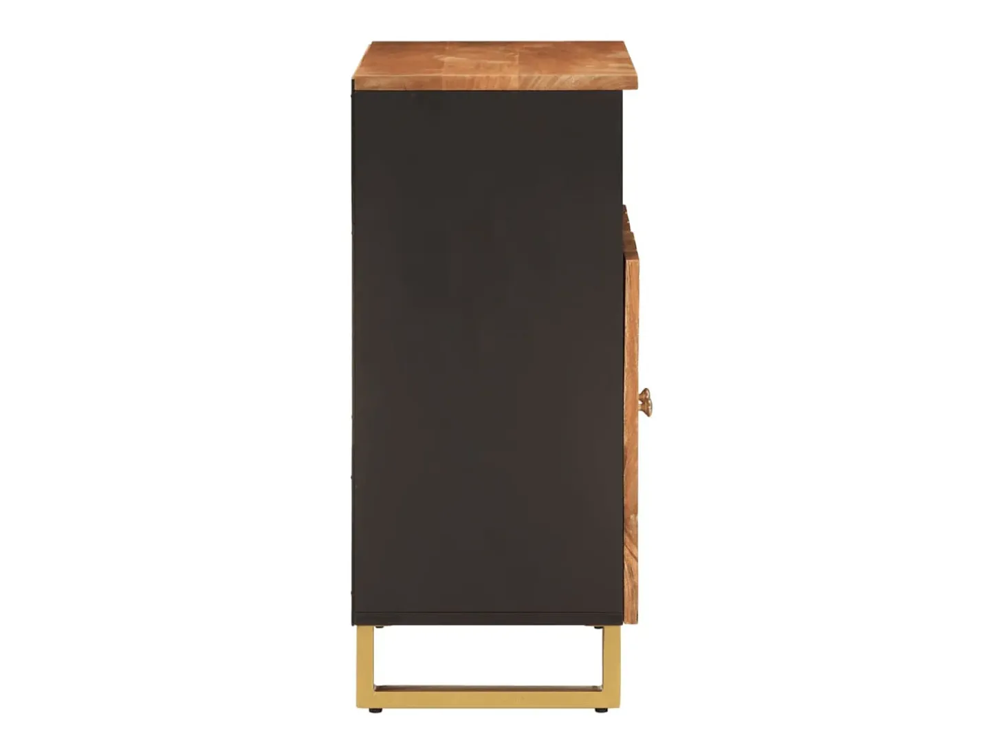 Mueble auxiliar madera maciza mango marrón/negro 60x33,5x75 cm